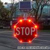 24" Solar Powered LED Flashing Stop Sign - Aluminum Octagon Traffic Warning Sign with Blinking Red Light for Enhanced Road Safety and Visibility view 2