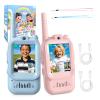Kids Video Walkie Talkies, Pair of 2 with 300M Range, Portable Handheld Video Call Toy for Ages 3-12, for Christmas, Birthday, Outdoor CampingBlue+Pink view 1
