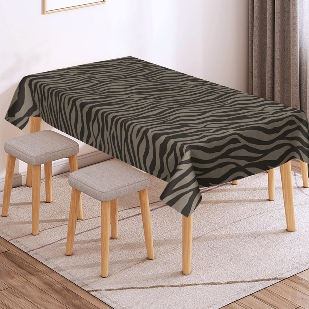 Reateforin Brown Beige Zebra Print Decor Tablecloth Rectangle Polyester Fabric Tablecloth,Animal Skin Pattern Jungle Theme Baby Table Cloths,Dining Kitchen Rectangular Table Cover,60" X90"