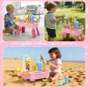 GGRH 2026 Upgraded Water Table for Toddlers 1-3 - Outdoor Toys for Kids Ages 4-8 with Pump, Summer Outside Sensory Activity Pool Toys, Kitchen Play Sink Toy with Running Water, Fishing Toy, Pink view 3