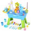 GGRH 2026 Upgraded Water Table for Toddlers 1-3 - Outdoor Toys for Kids Ages 4-8 with Pump, Summer Outside Sensory Activity Pool Toys, Kitchen Play Sink Toy with Running Water, Fishing Toy, Blue view 1