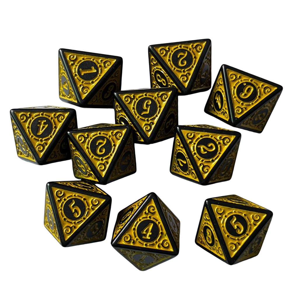10Pcs 8 Sided Dices Set Acrylic D8 Polyhedral Dice 15mm for Role Playing Game RPG Party Bar Card Game- Yellow