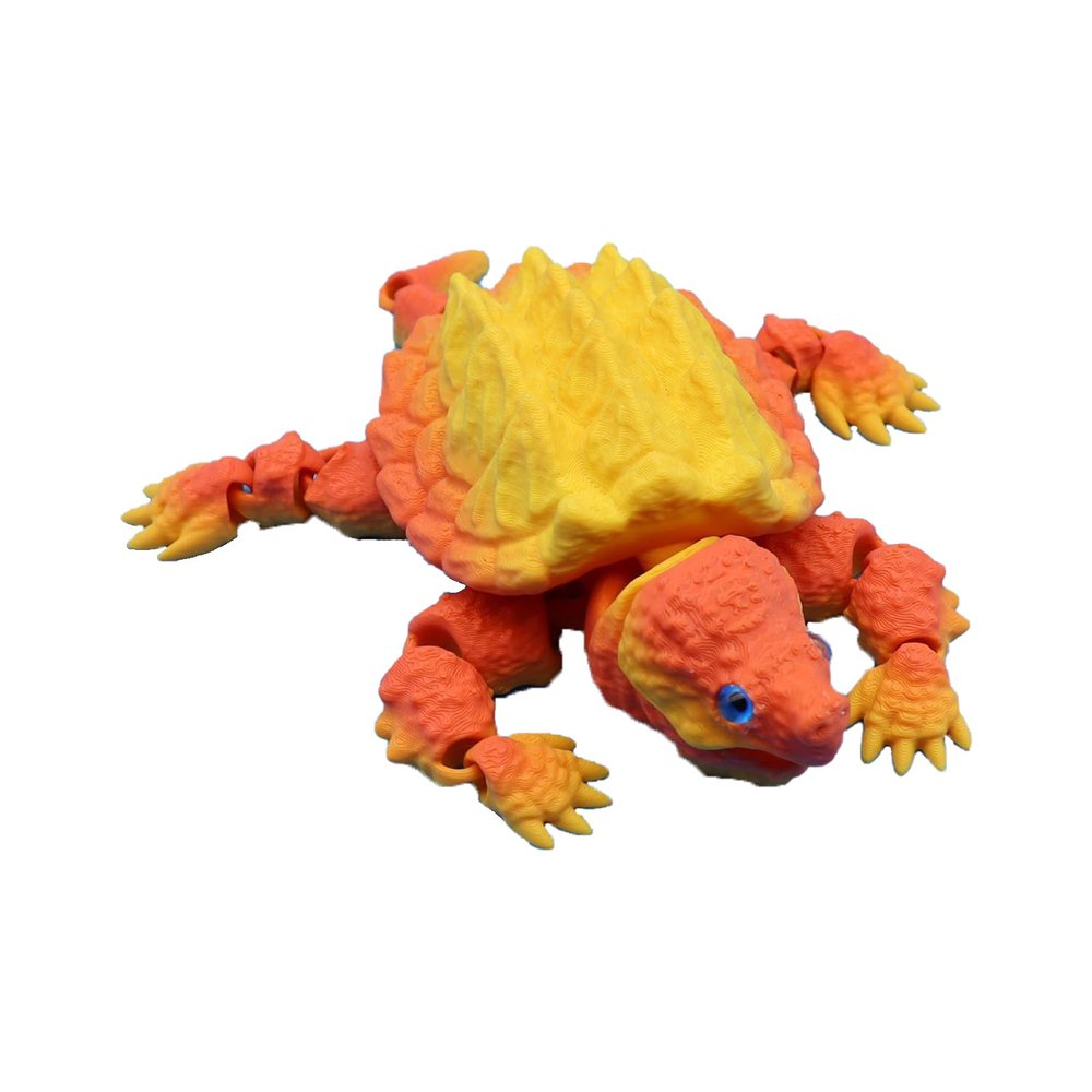 3 d Printed Animals 3D Print Toys Alligator Snapping Turtle Articulated Mouth 17.6x8.6cm/6.9x3.4in Articulated for Stress Relief Home Office Decompression Decor Executive Desk Toys-Orange Rainbow