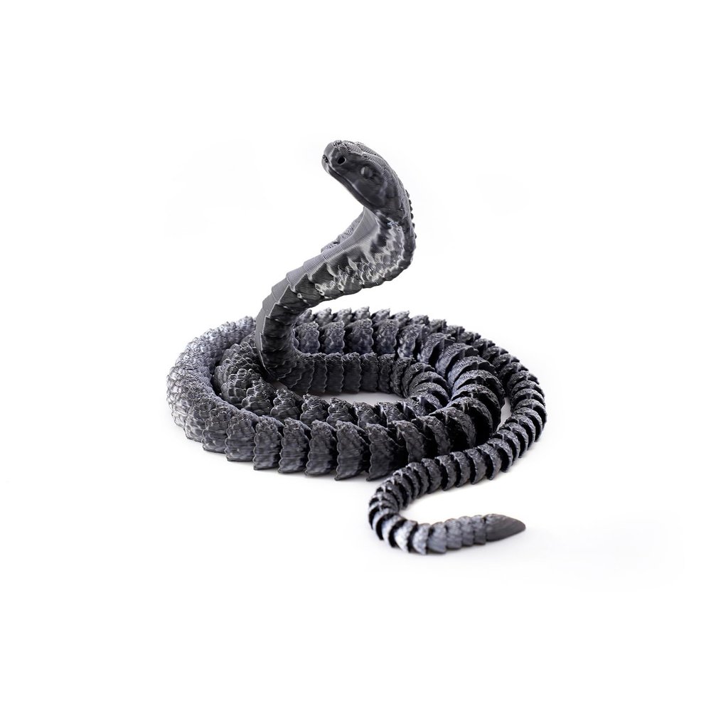 3D Printed Snake 3D Printed Toy Cobra Articulated for Home Office Executive Desk Decoration Surprise Fantasy Gifts-Mech Black||25cm/9.8in