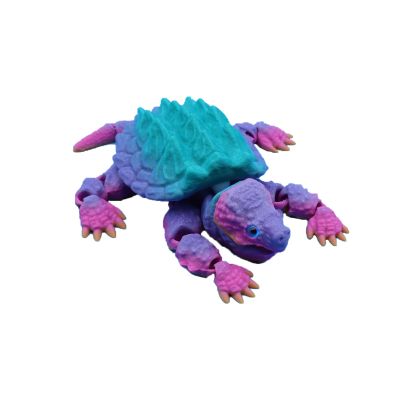 3 d Printed Animals 3D Print Toys Alligator Snapping Turtle Articulated Mouth 17.6x8.6cm/6.9x3.4in Articulated for Stress Relief Home Office Decompression Decor Executive Desk Toys-Rainbow