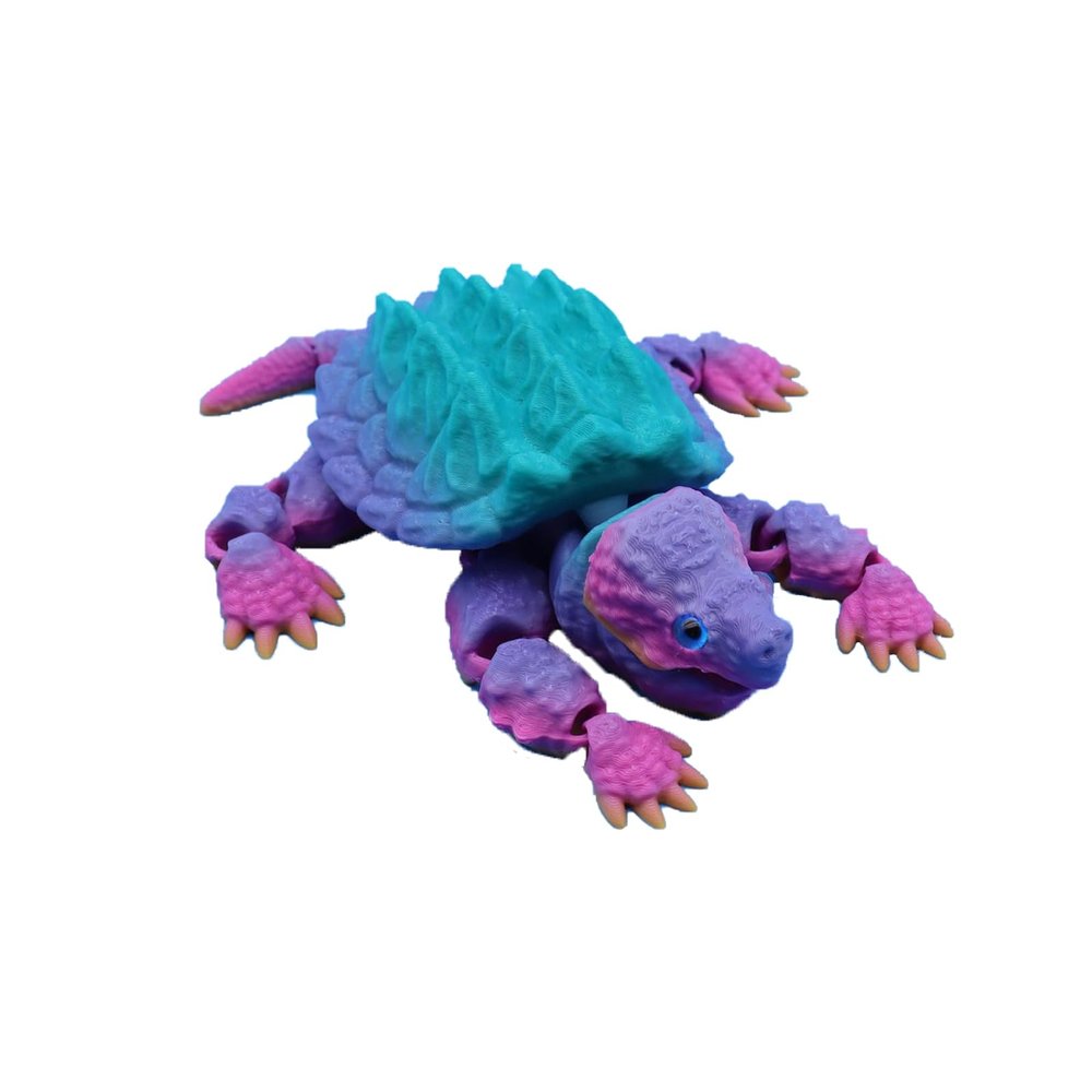 3 d Printed Animals 3D Print Toys Alligator Snapping Turtle Articulated Mouth 17.6x8.6cm/6.9x3.4in Articulated for Stress Relief Home Office Decompression Decor Executive Desk Toys-Rainbow