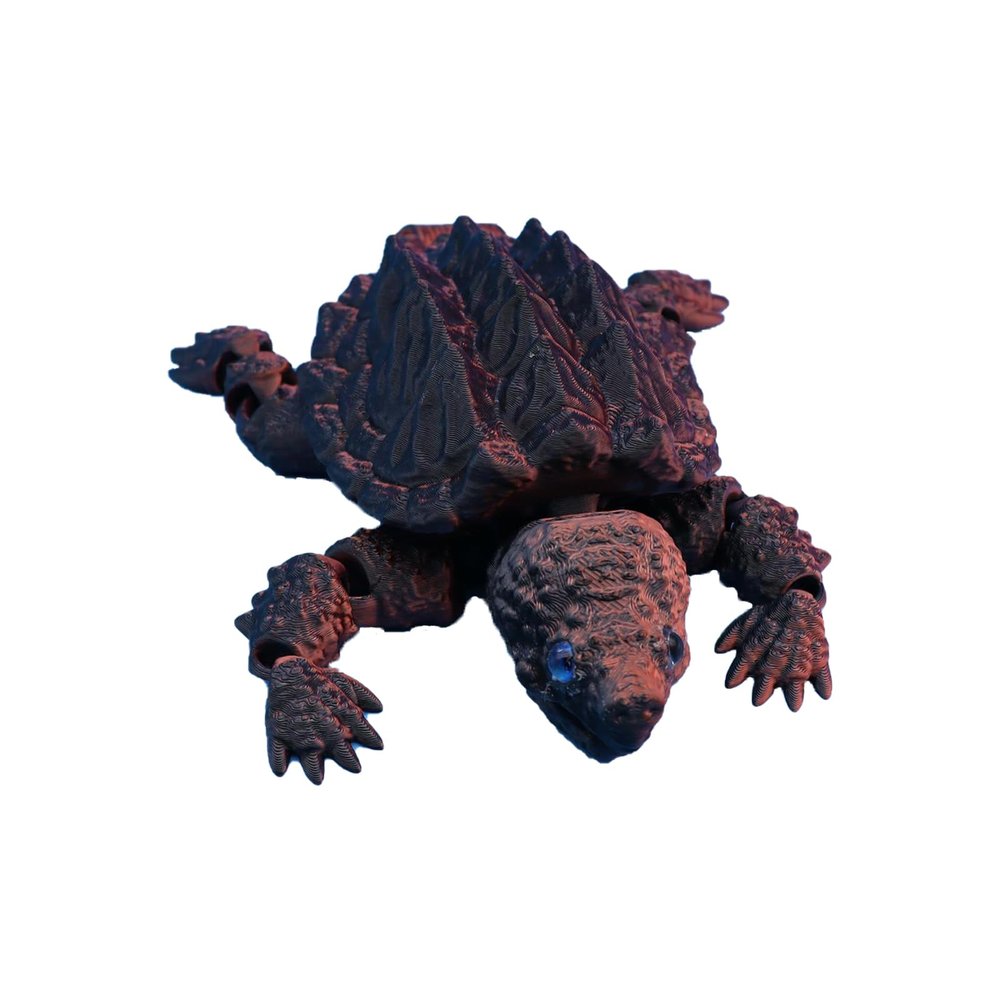 3 d Printed Animals 3D Print Toys Alligator Snapping Turtle Articulated Mouth 17.6x8.6cm/6.9x3.4in Articulated for Stress Relief Home Office Decompression Decor Executive Desk Toys-Black Red