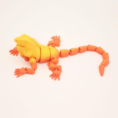3D Printed Stuff 3D Prints Realistic Lizard Articulated for Stress Relief Home Office Decompression Decor Executive Desk Toys-Orange Rainbow||19.5cm/7.7in