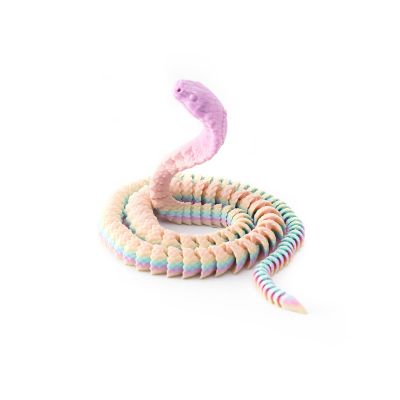3D Printed Snake 3D Printed Toy Cobra Articulated for Home Office Executive Desk Decoration Surprise Fantasy Gifts-Rainbow 02||25cm/9.8in