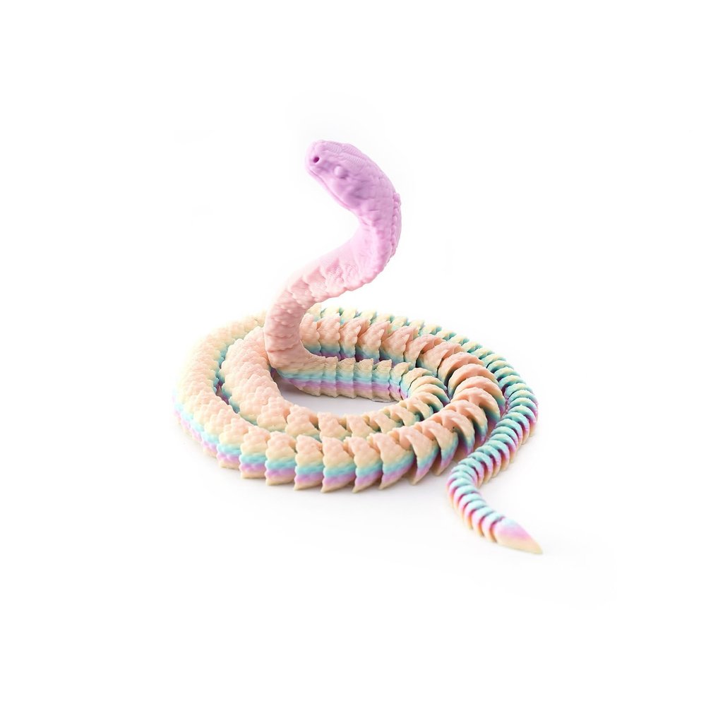 3D Printed Snake 3D Printed Toy Cobra Articulated for Home Office Executive Desk Decoration Surprise Fantasy Gifts-Rainbow 02||25cm/9.8in