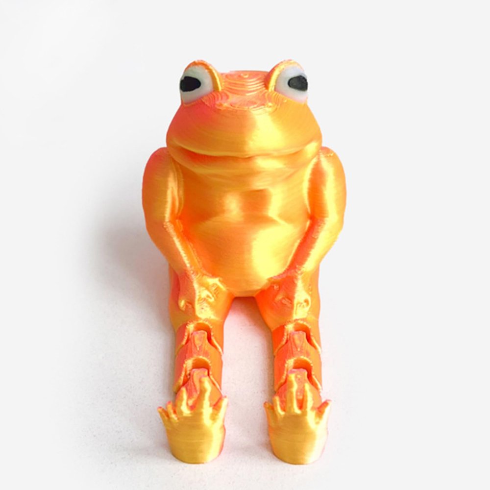 3D Animals 3D Print Toys Sitting Frog 7*9cm/2.8*3.5in Articulated for Stress Relief Home Office Decompression Decor Executive Desk Toys-Pink Gold
