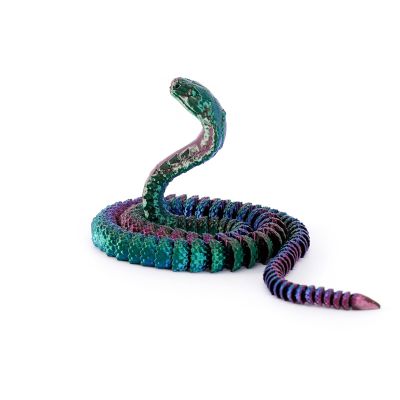 3D Printed Snake 3D Printed Toy Cobra Articulated for Home Office Executive Desk Decoration Surprise Fantasy Gifts-Dazzling 02||25cm/9.8in