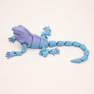 3D Printed Stuff 3D Prints Realistic Lizard Articulated for Stress Relief Home Office Decompression Decor Executive Desk Toys-Blue Rainbow||19.5cm/7.7in