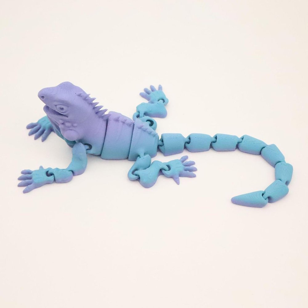 3D Printed Stuff 3D Prints Realistic Lizard Articulated for Stress Relief Home Office Decompression Decor Executive Desk Toys-Blue Rainbow||19.5cm/7.7in