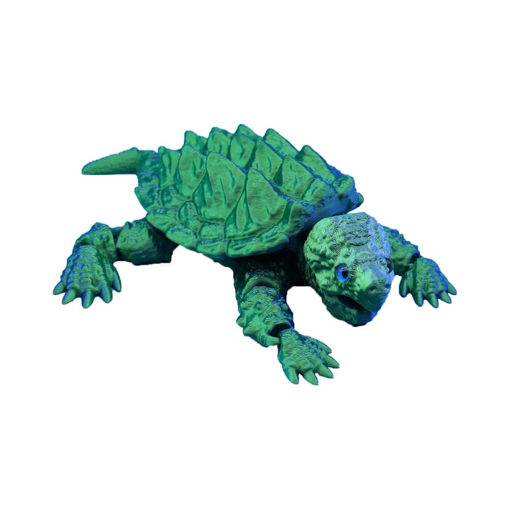 3 d Printed Animals 3D Print Toys Alligator Snapping Turtle Articulated Mouth 17.6x8.6cm/6.9x3.4in Articulated for Stress Relief Home Office Decompression Decor Executive Desk Toys-Laser Green