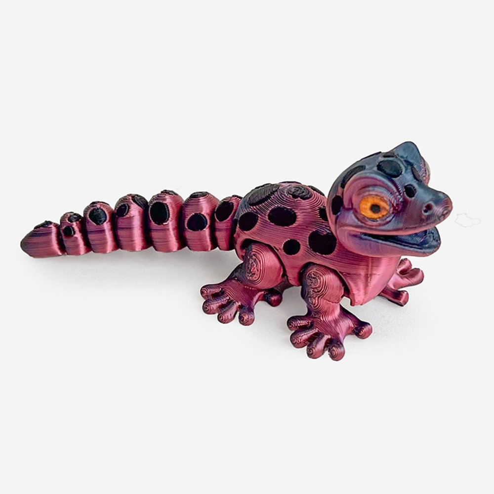 3-d Printed Animals 3D Prints Gecko 11*4cm/4.3*1.6in Articulated for Home Office Executive Desk Decoration Surprise Fantasy Gifts-Dark Red