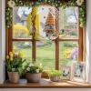 Rustic Dwarf Bees Daisy Flower Honey Round Wind Spinner 8", 3D Stainless Steel Wind Spinners for Yard and Garden Welcome Word Yellow Flax Indoor Outdoor Metal Hanging Craft Ornaments for Porch Lawn view 1