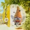 Rustic Dwarf Bees Daisy Flower Honey Round Wind Spinner 8", 3D Stainless Steel Wind Spinners for Yard and Garden Welcome Word Yellow Flax Indoor Outdoor Metal Hanging Craft Ornaments for Porch Lawn view 2
