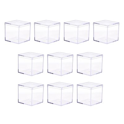 10x Mini Acrylic Display Case Organizer, Clear Container Cube for Dolls Toys Collectibles Crafts Protection, Multiuse Retail- 4.5x4.5x4.5cm