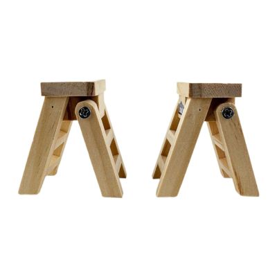 2Pcs Miniature Wooden Step Ladder Dollhouse Furniture Foldable Ladder 2.17x1.30x1.97inch Photo Props Fairy Garden Accessories