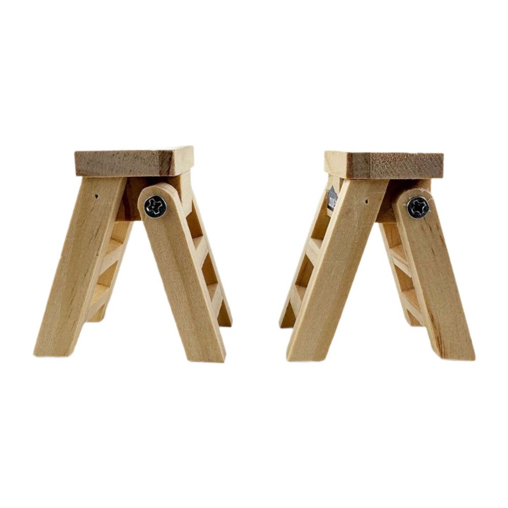 2Pcs Miniature Wooden Step Ladder Dollhouse Furniture Foldable Ladder 2.17x1.30x1.97inch Photo Props Fairy Garden Accessories