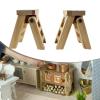 2Pcs Miniature Wooden Step Ladder Dollhouse Furniture Foldable Ladder 2.17x1.30x1.97inch Photo Props Fairy Garden Accessories view 2