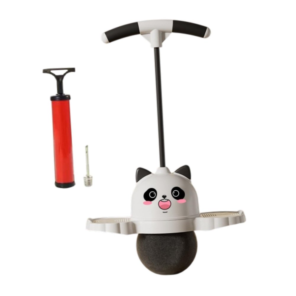 getuse Panda Shape Pogo Ball with Handle Pogo Jump Toy Kids Bouncing Ball Pogo Stick for Games Exercise Balance Ability Toys- White