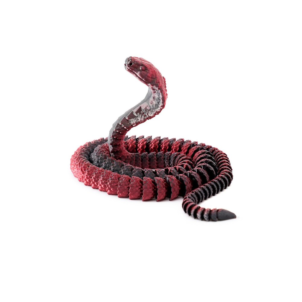 3D Printed Snake 3D Printer Animals Cobra Articulated for Home Office Executive Desk Decoration Surprise Fantasy Gifts-Dark Red||25cm/9.8in