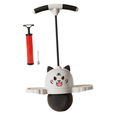 getuse Tiger Pogo Ball with Handle, Exercise Pogo Stick for Boys Girls Jump Board with Pump Pogo Bouncing Ball for Toys Workout- White