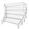 Pryntopha Pack of 5 Acrylic Display Risers Stand Large Clear Shelves Racks for Cupcake Figures Toy Collectibles Perfumes and More Tiered Display Shelf view 1