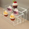 Pryntopha Pack of 5 Acrylic Display Risers Stand Large Clear Shelves Racks for Cupcake Figures Toy Collectibles Perfumes and More Tiered Display Shelf view 4