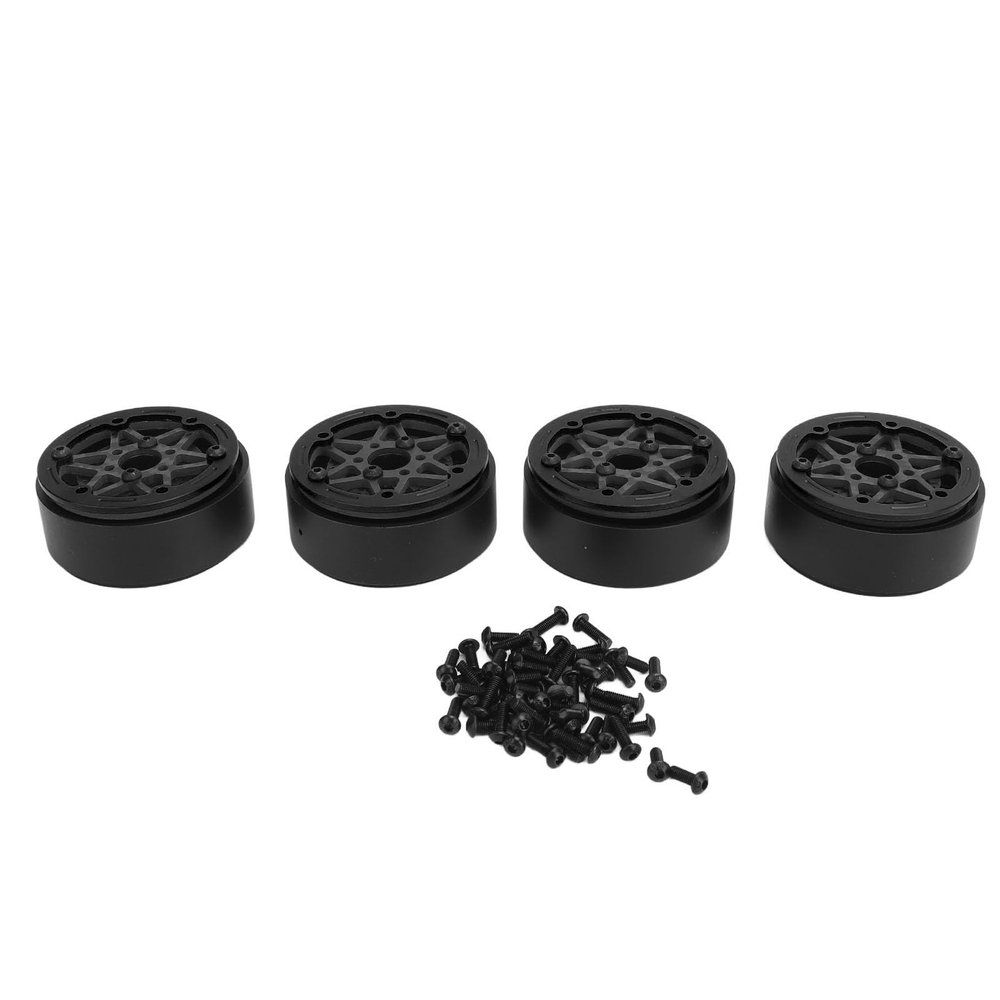 4Pcs Beadlock Wheel Hub, 19inch Lightweight RC Crawler Wheels, Carbon Fibre Sealed Hexagonal Beadlock Wheel for RR10 1/10 RC Car, Aluminum Alloy Nylon Carbon Construction for Off - (Black)