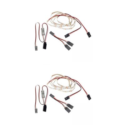 2 Set Plastic LED Strips for AR Wing RC Car DIY Accessory Replacements, 26.77inch Red Green LED Light Kit with Controller for Fixed-Wing Model Truck Crawler