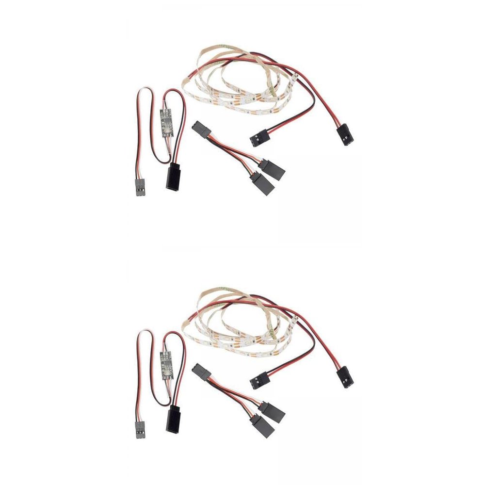2 Set Plastic LED Strips for AR Wing RC Car DIY Accessory Replacements, 26.77inch Red Green LED Light Kit with Controller for Fixed-Wing Model Truck Crawler