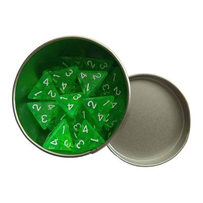 25x Acrylic Polyhedral Dice Set with Storage Box, White Numbers D4 Dice for Role Playing Games, Family Gatherings, Theme Parties- Green