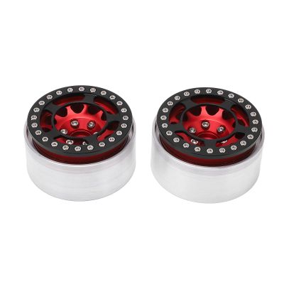 2Pcs RC Wheel Hub, Aluminum Alloy High Wear Resistance CNC Machining 1.9in Remote Control Car Wheel Hub, Durable Replacement for AXIAL SCX10 90046 D90 Hsp Redcat Tamiy (Red)