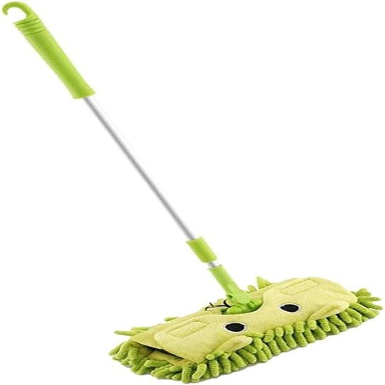 getuse Children Role Play Mop Cleaner Toy for Toddlers, Green Cartoon Animal Design, Extendable 18.9-28.35 inch, Pretend Play Housekeeping