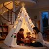 Christmas Kids Playhouse with Decorations and Lights, DIY Play Tent Indoor for Children, Teepee Tent as for Kids, Play Tent as a Private Space for Girls and Boys (White, L) view 1