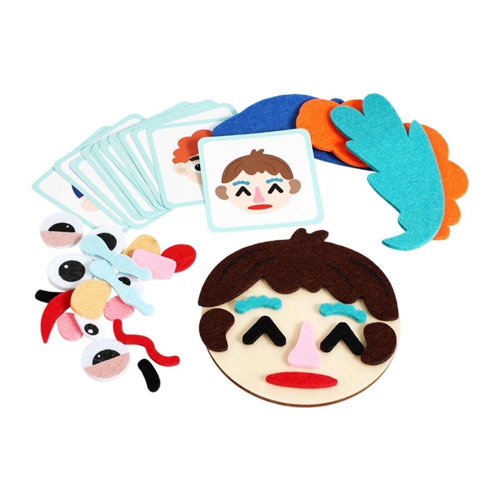 getuse Emotion Learning Felts Board Social Emotional Learning Game for Kids Ages 4-6, Portable Face Expression DIY Activity Toy for Parent Child Play, 4.96 Inch
