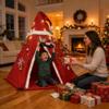 Christmas Kids Playhouse with Decorations and Lights, DIY Play Tent Indoor for Children, Teepee Tent as for Kids, Play Tent as a Private Space for Girls and Boys (RED, M) view 1