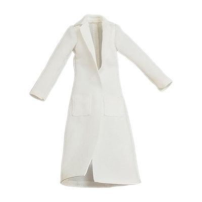 1/12 Scale Doll Clothes Long Coat for 6 Inch Female Action Figures - White Elegant Miniature Dressing Costume Accessory