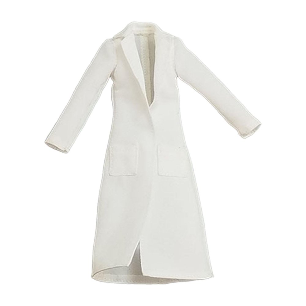 1/12 Scale Doll Clothes Long Coat for 6 Inch Female Action Figures - White Elegant Miniature Dressing Costume Accessory