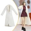 1/12 Scale Doll Clothes Long Coat for 6 Inch Female Action Figures - White Elegant Miniature Dressing Costume Accessory view 3
