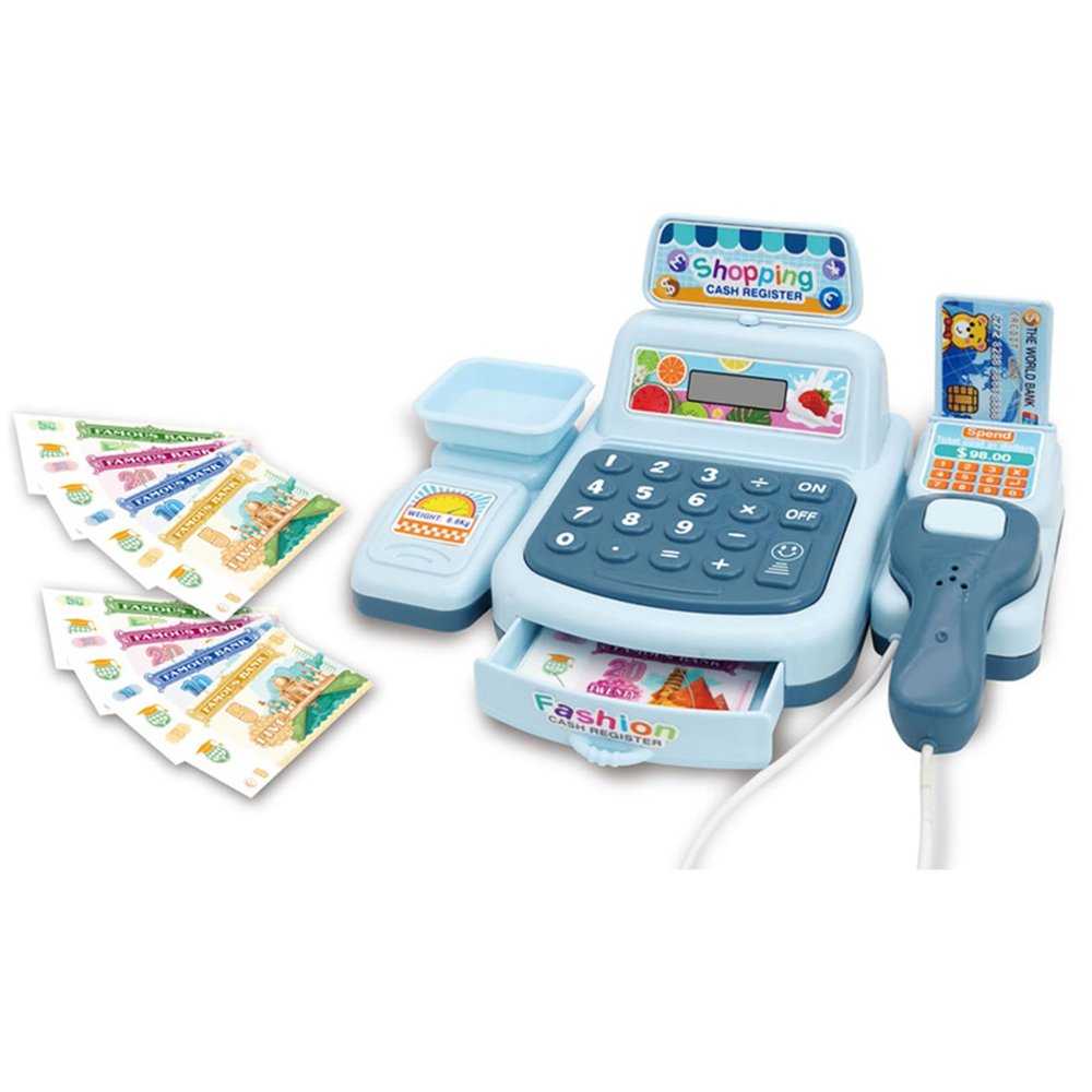 Cash Register Toy with Scanner - Interactive Kids Supermarket Checkout Playset, Educational Pretend Play for Toddlers, Safe Plastic Role Play Toy