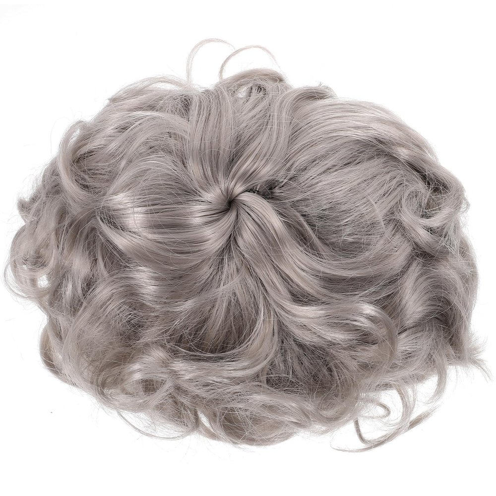 LIOOBO Grey Short Old Lady Wig for Women Grandma Cosplay Wig Prop for Dress-Up and Halloween