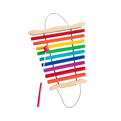 9 Tone Handy Chime Xylophone Wooden Kids Musical Instrument with Mallet for Preschool Children Educational Learning Toy 12.99x14.17 inch