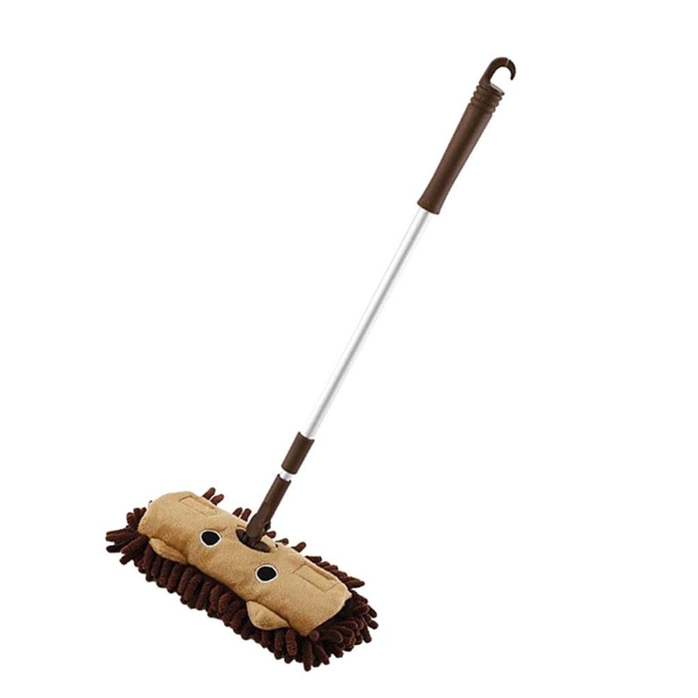 getuse Children Role Play Mop Cleaner Toy for Toddlers, Brown Animal Cartoon Design, Extendable 18.9-28.35 inch, Detachable & 360 Rotation