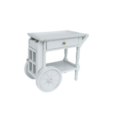 1:12 Scale Dollhouse Serving Cart  Wooden Miniature Bar Cart with Wheels & Drawer for Kitchen Furniture, DIY Diorama, Photography Prop