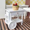1:12 Scale Dollhouse Serving Cart  Wooden Miniature Bar Cart with Wheels & Drawer for Kitchen Furniture, DIY Diorama, Photography Prop view 4