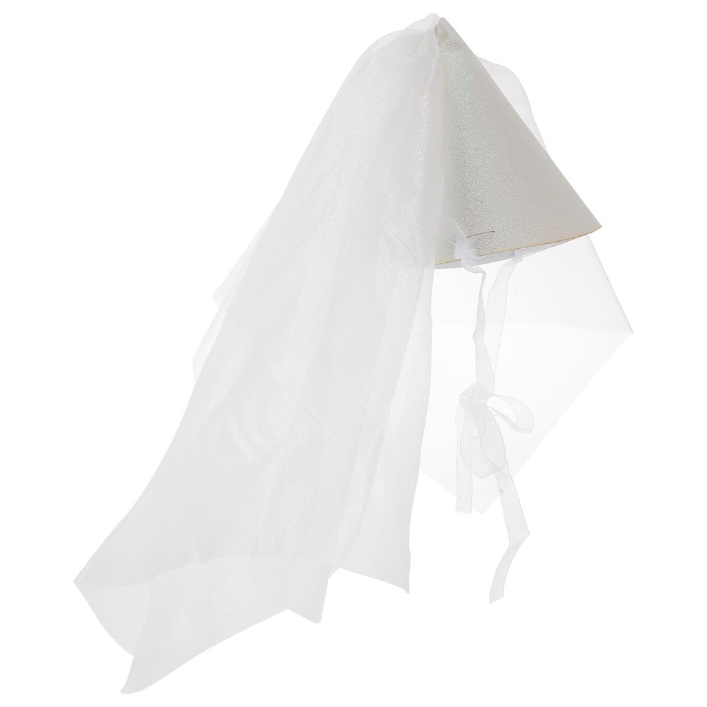 TOPPERFUN Sequins Cone Hat with White Tulle for Adjustable Birthday Party Princess Photo Prop